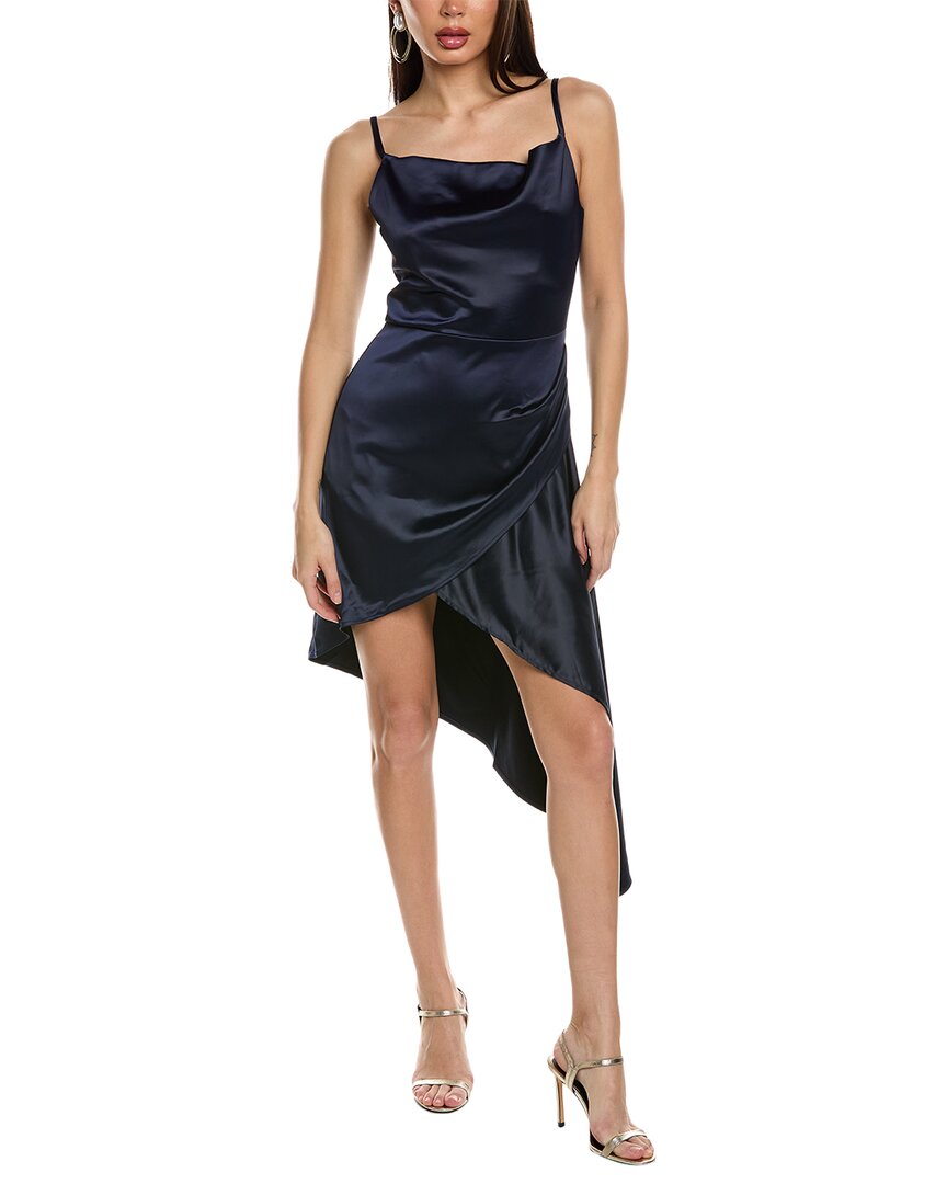 Shop Bonheur D'amour Asymmetrical Drape Mini Dress In Blue