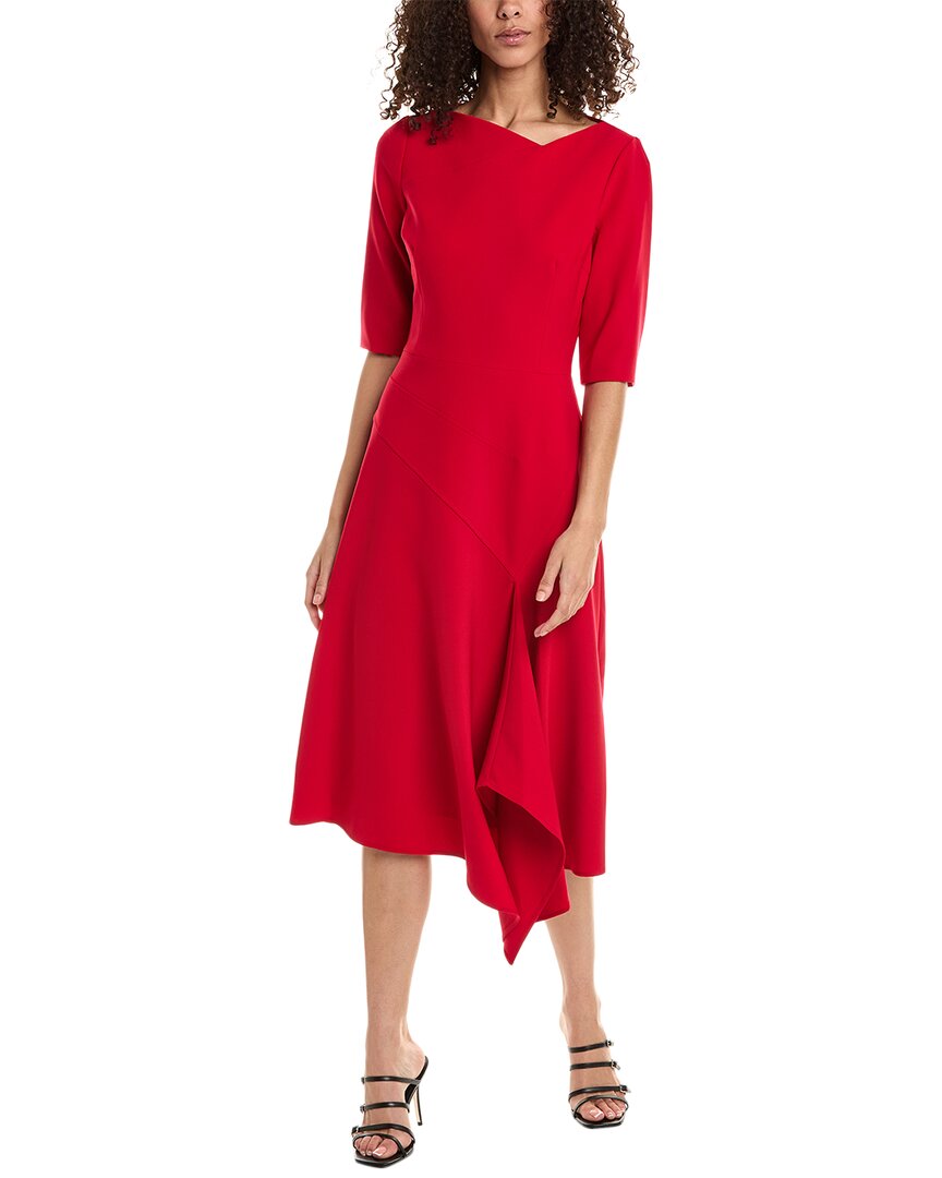 Shop Teri Jon By Rickie Freeman Asymmetrical Midi Dress In Red