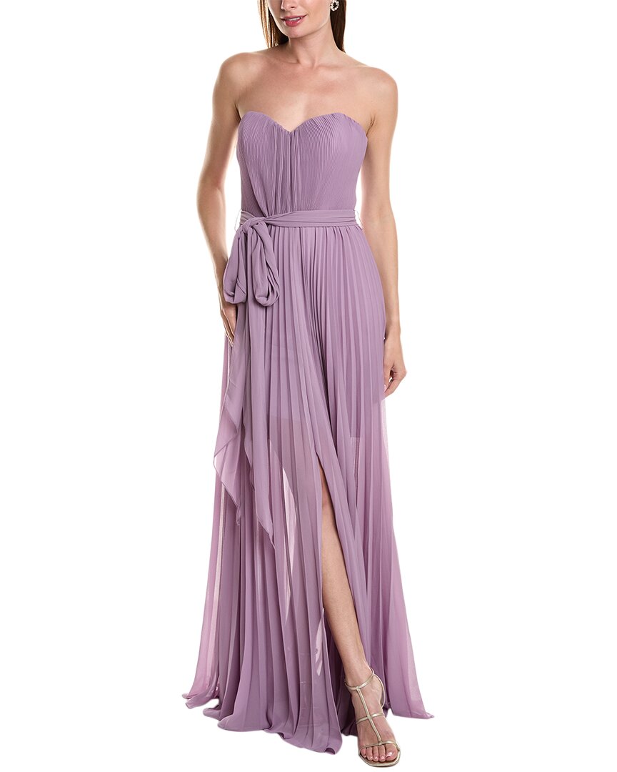 Shop Rene Ruiz Accordion Pleated Gown In Purple