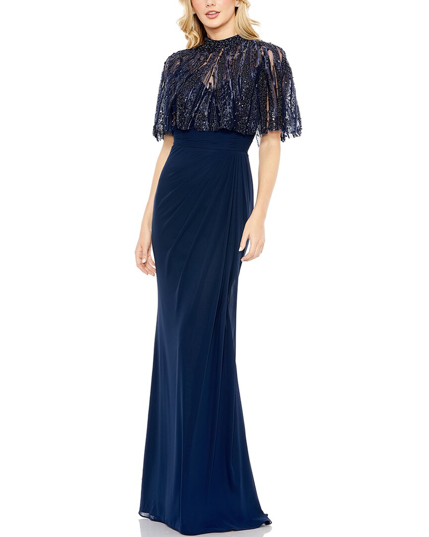 Mac Duggal Sleeveless Gown With Embellished Cape