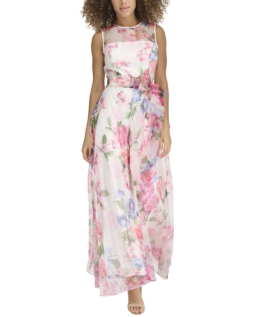 eliza j floral organza dress Eliza J Women's Square-neck Floral Print Organza Gown