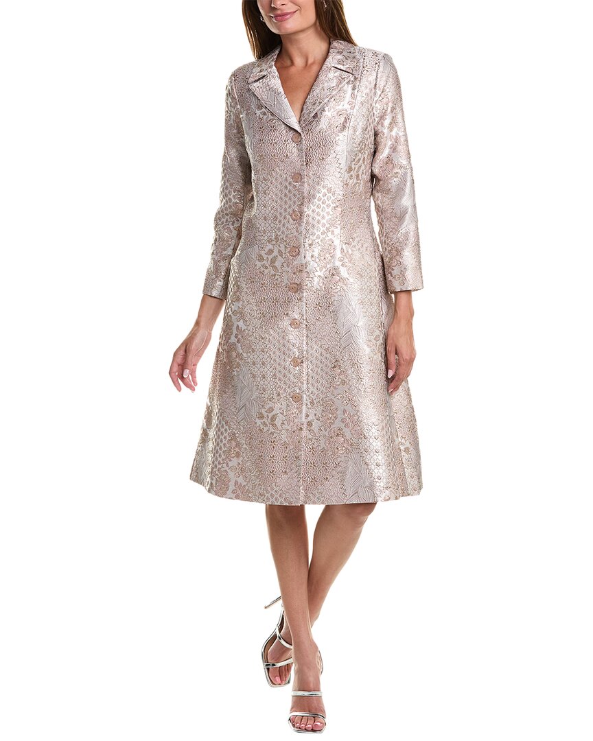 Teri Jon By Rickie Freeman Metallic Jacquard Shirtdress In Metallic