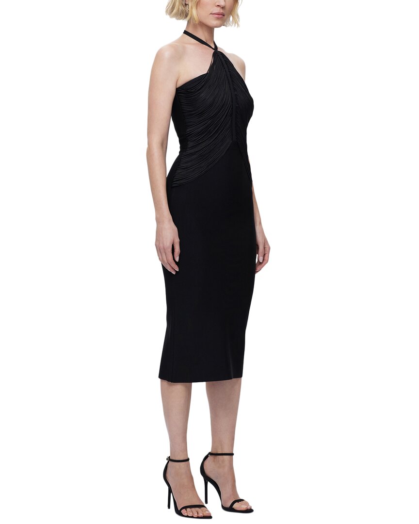 Herve Leger Draped Halter Fringe Midi Dress