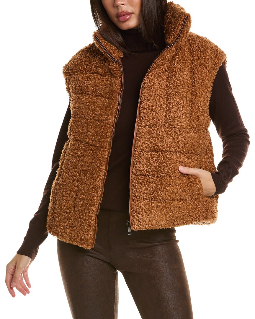 Adrienne Landau Sherpa Reversible Vest In Brown