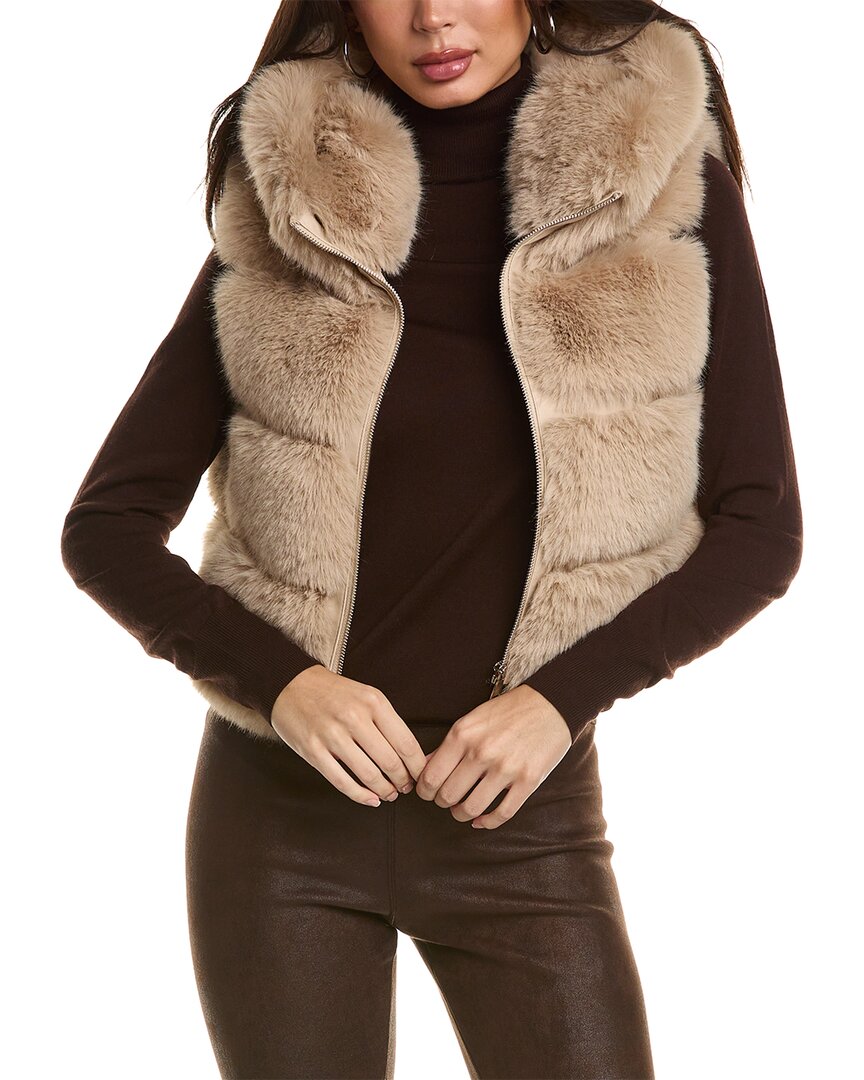 Shop Adrienne Landau Hooded Vest In Brown
