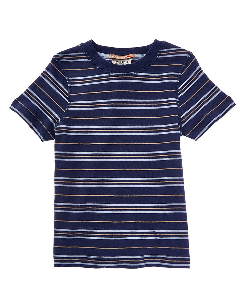 Scotch & Soda Relaxed-fit Yarn-dyed Linen-blend T-shirt In Blue
