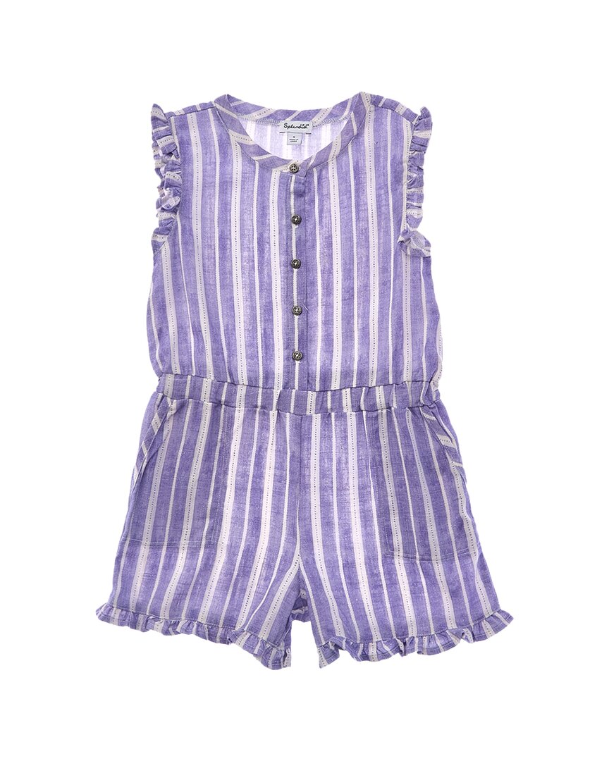 Splendid Stripe Linen-blend Romper In Blue