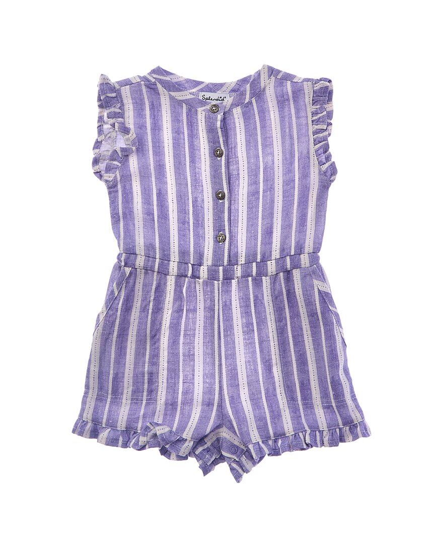 Splendid Stripe Linen-blend Romper In Purple