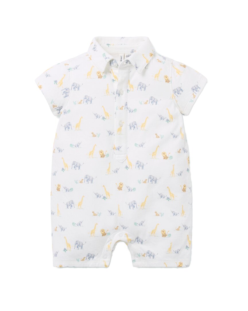 Janie And Jack Animal Friends Romper In White