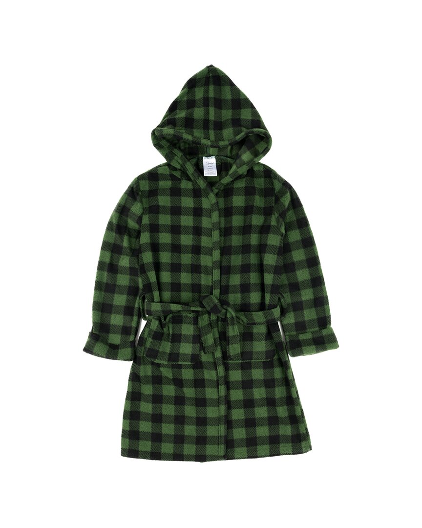 Leveret Fleece Hooded Robe In Green