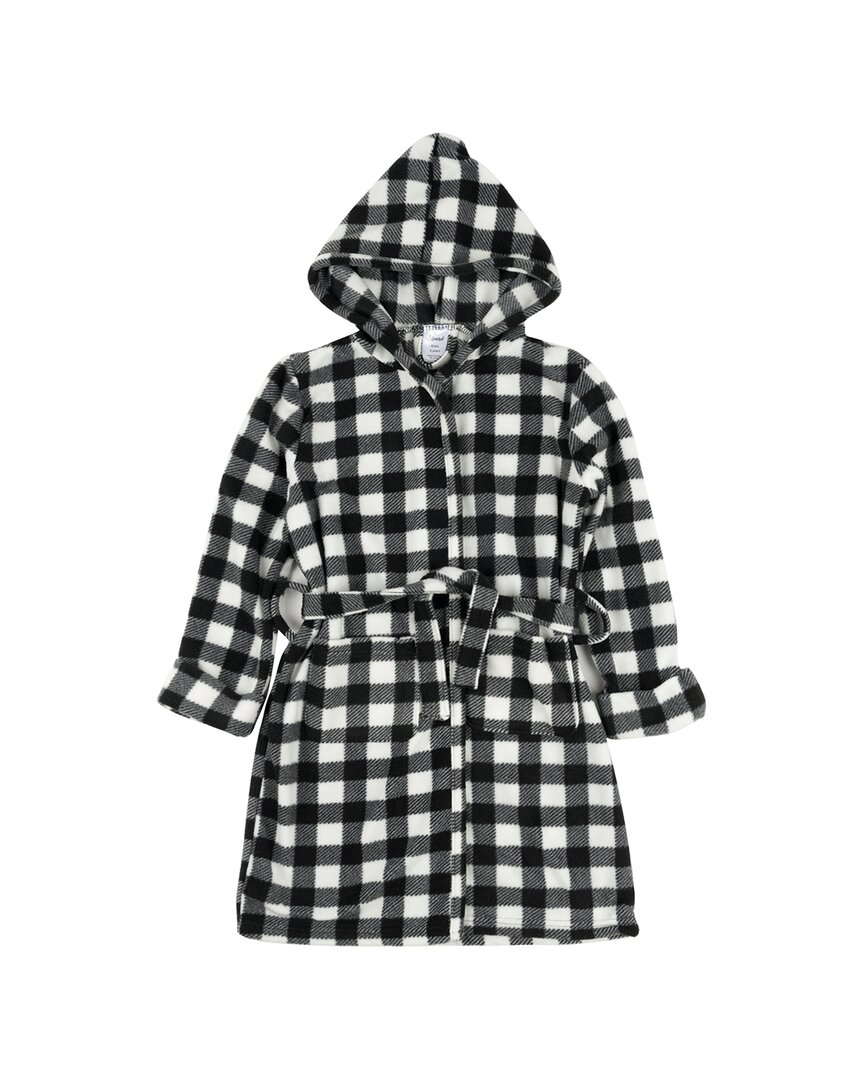 Leveret Fleece Hooded Robe In Black