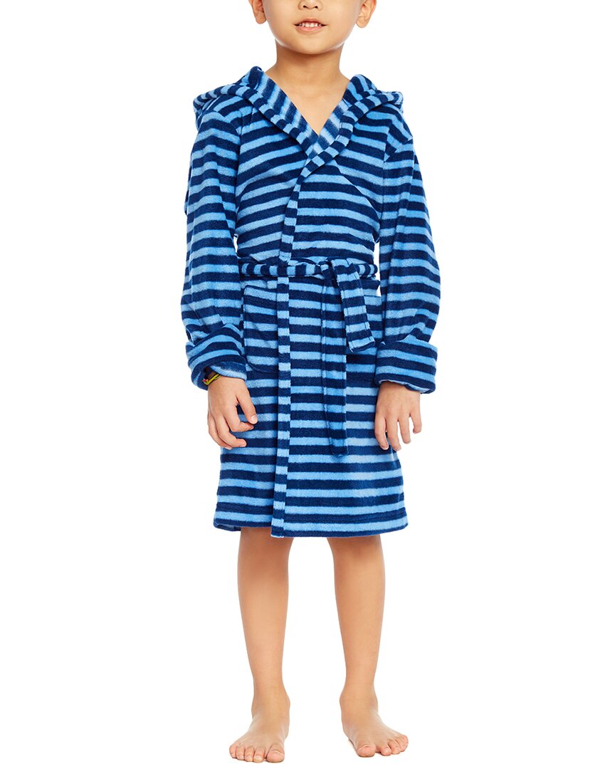 Leveret Fleece Hooded Robe In Blue