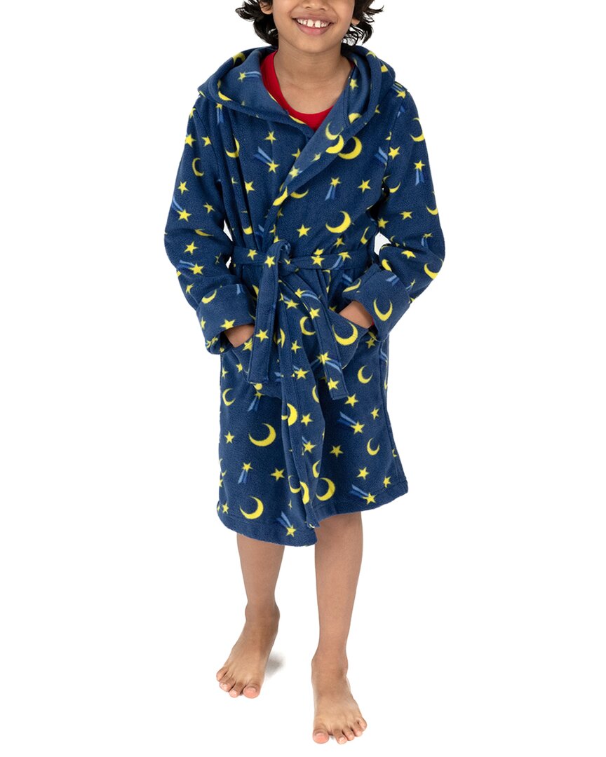 Leveret Fleece Hooded Robe In Blue