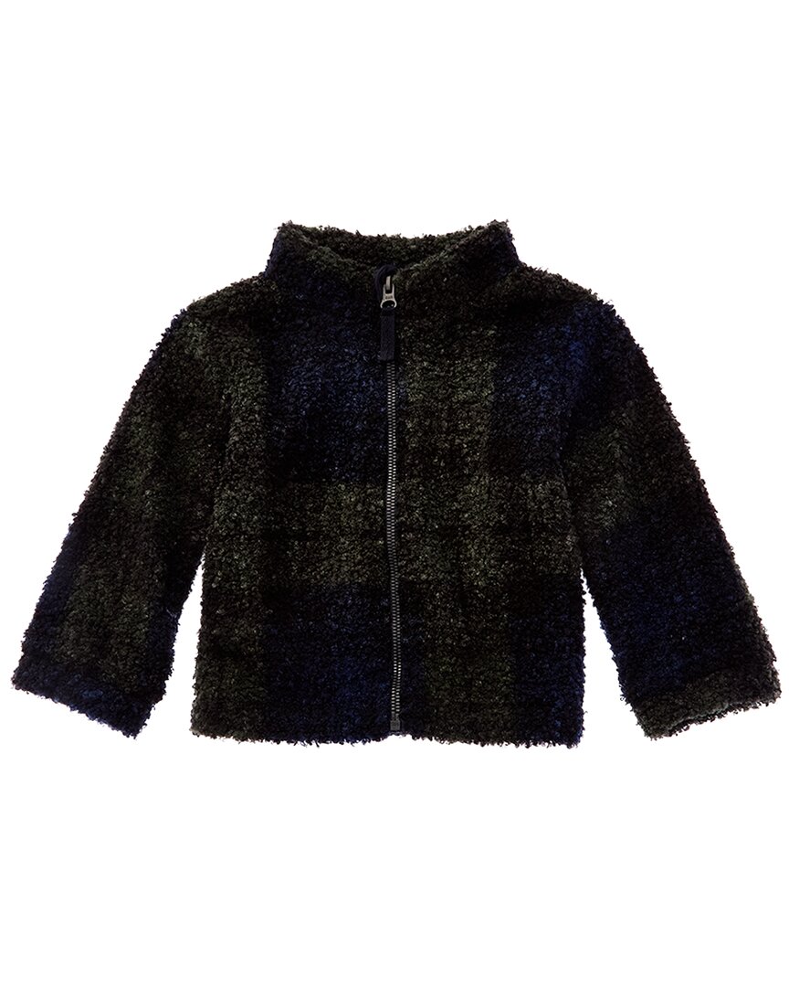 Splendid Plaid Teddy Fleece Jacket In Green