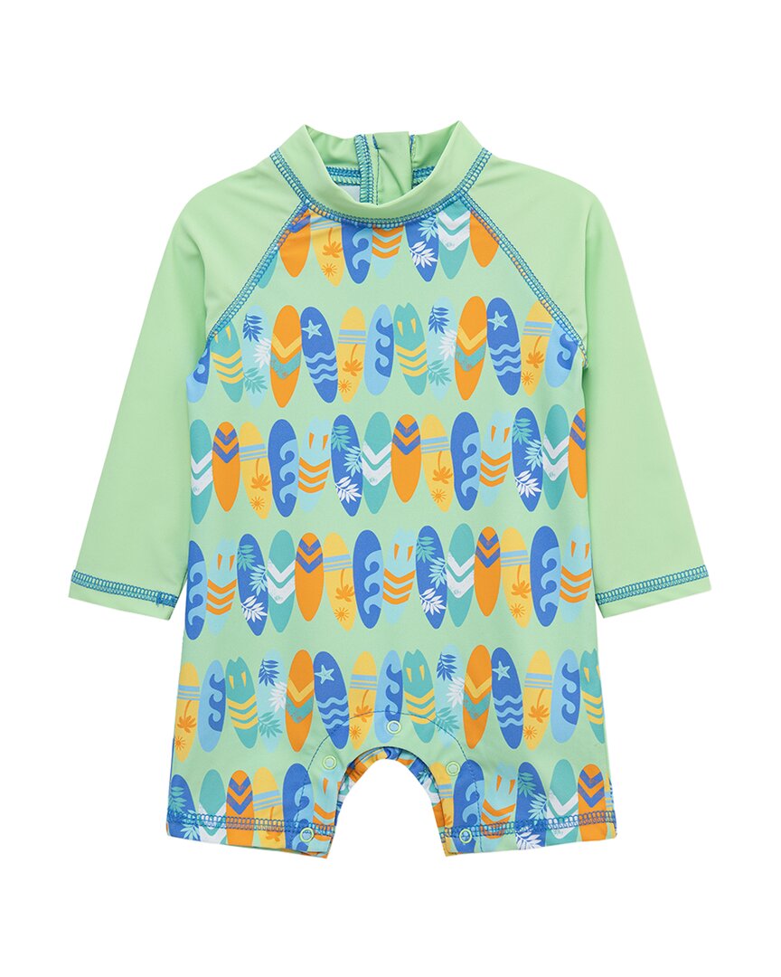 Little Me Surf Rashguard Suit In Green