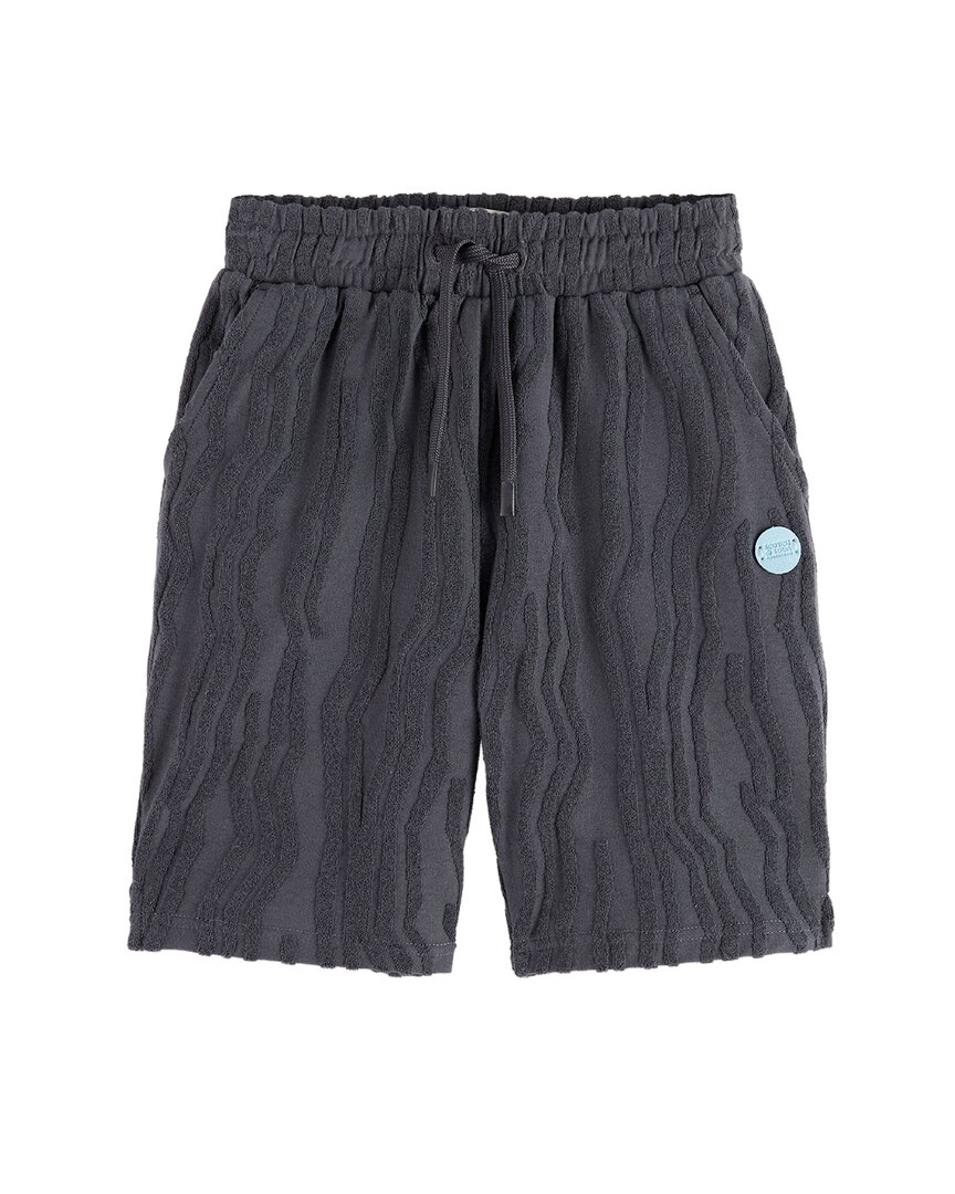 Scotch & Soda Mid-length Towelling Jacquard Short In Black