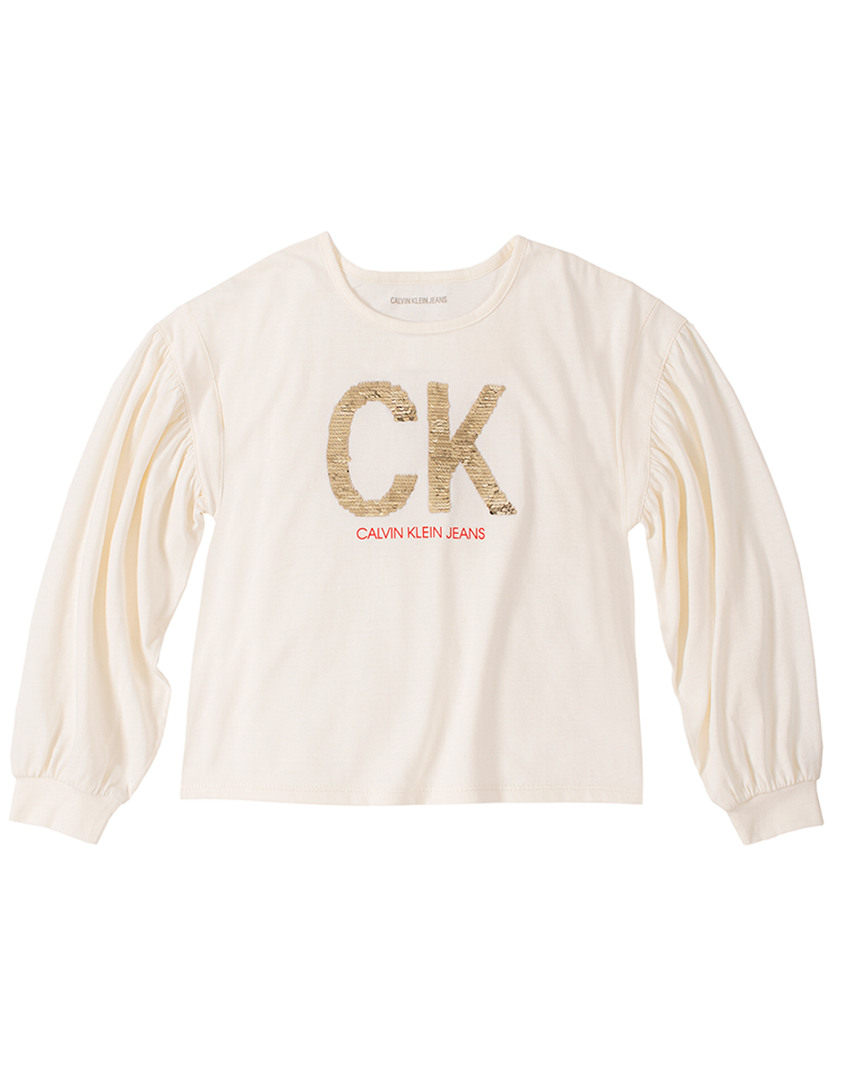 Image of Calvin Klein Pieced Bubble Crop T-Shirt