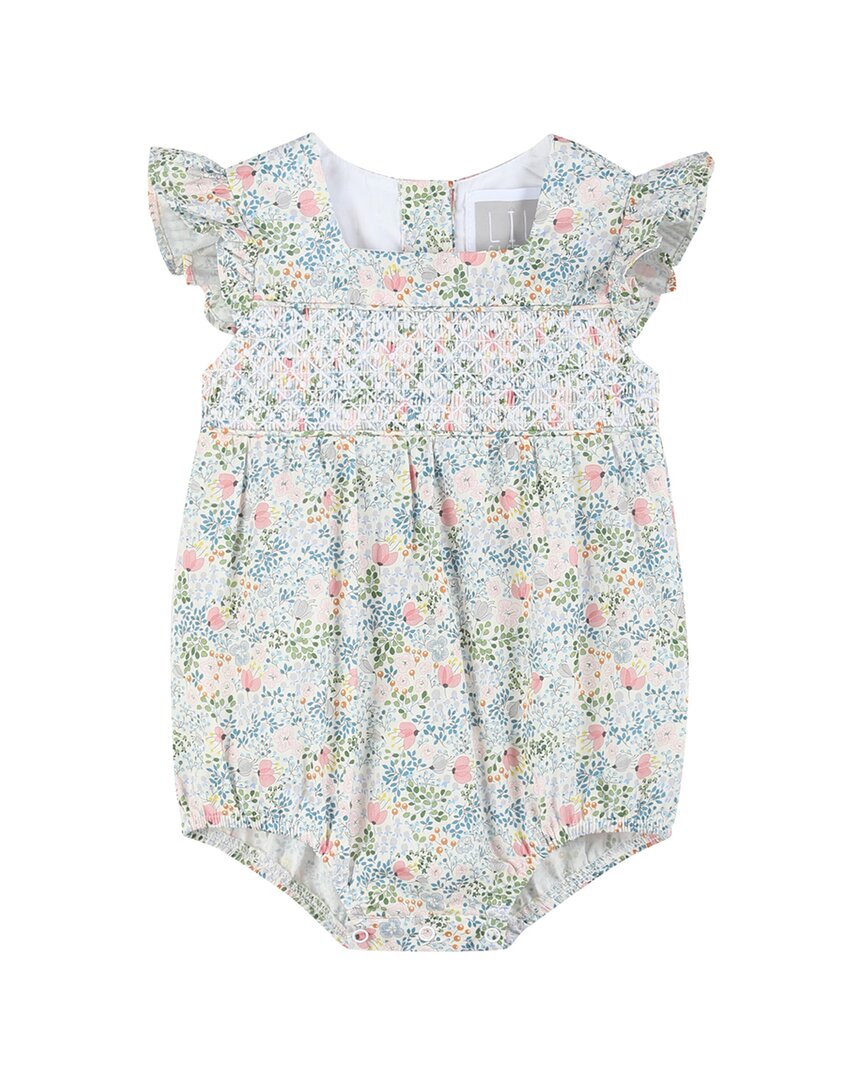 Lil Cactus Print Smocked Futter Romper In Multi