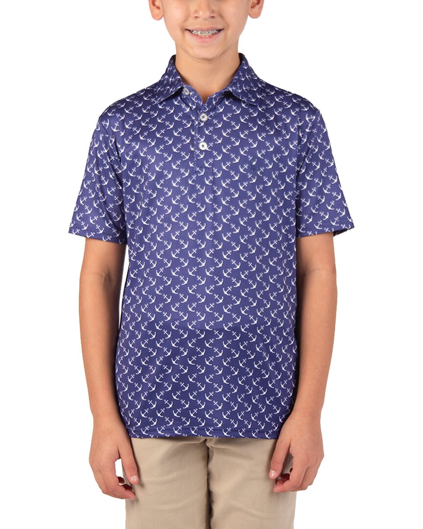 Tailorbyrd Sailing Anchors Performance Polo Shirt In Blue