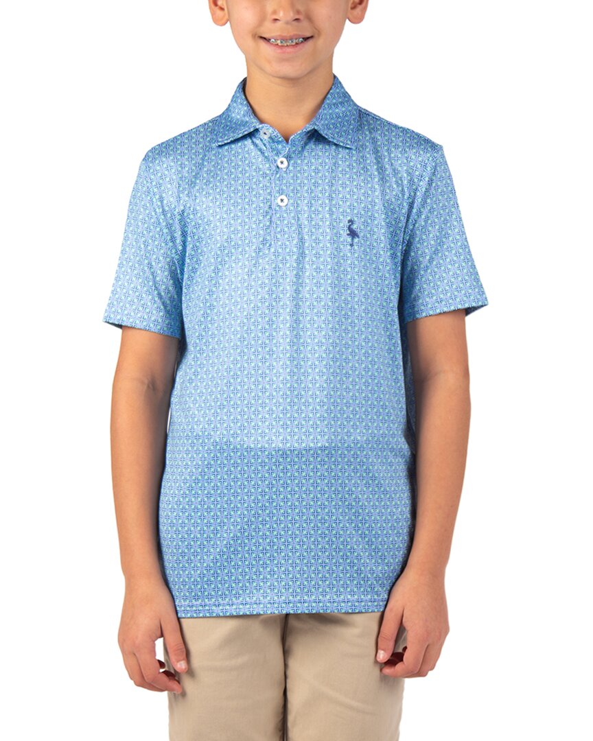 Tailorbyrd Abstract Geo Performance Polo Shirt In Blue