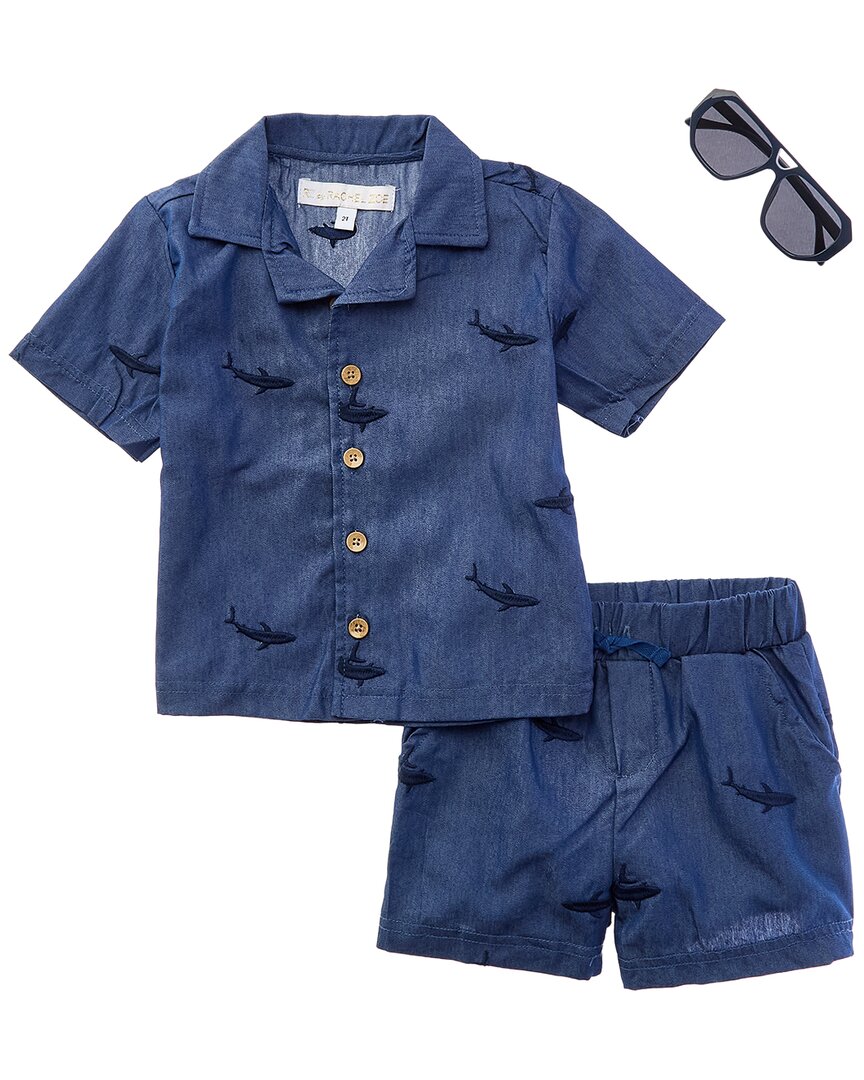 Rachel Zoe 3pc Bodysuit & Short Set In Blue