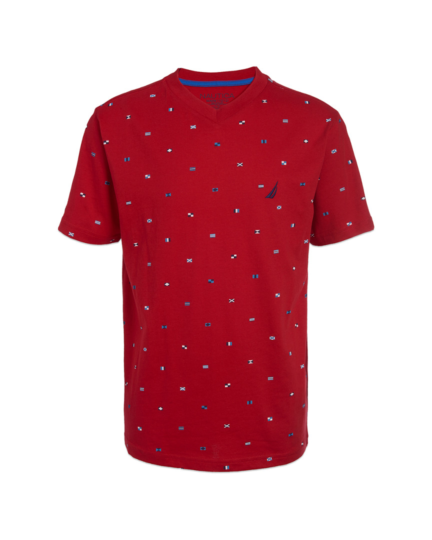 Image of Nautica Bigby Allover Print V-Neck T-Shirt