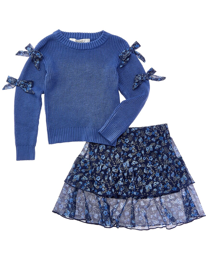 Badgley Mischka 2pc Sweater & Skort Set In Blue