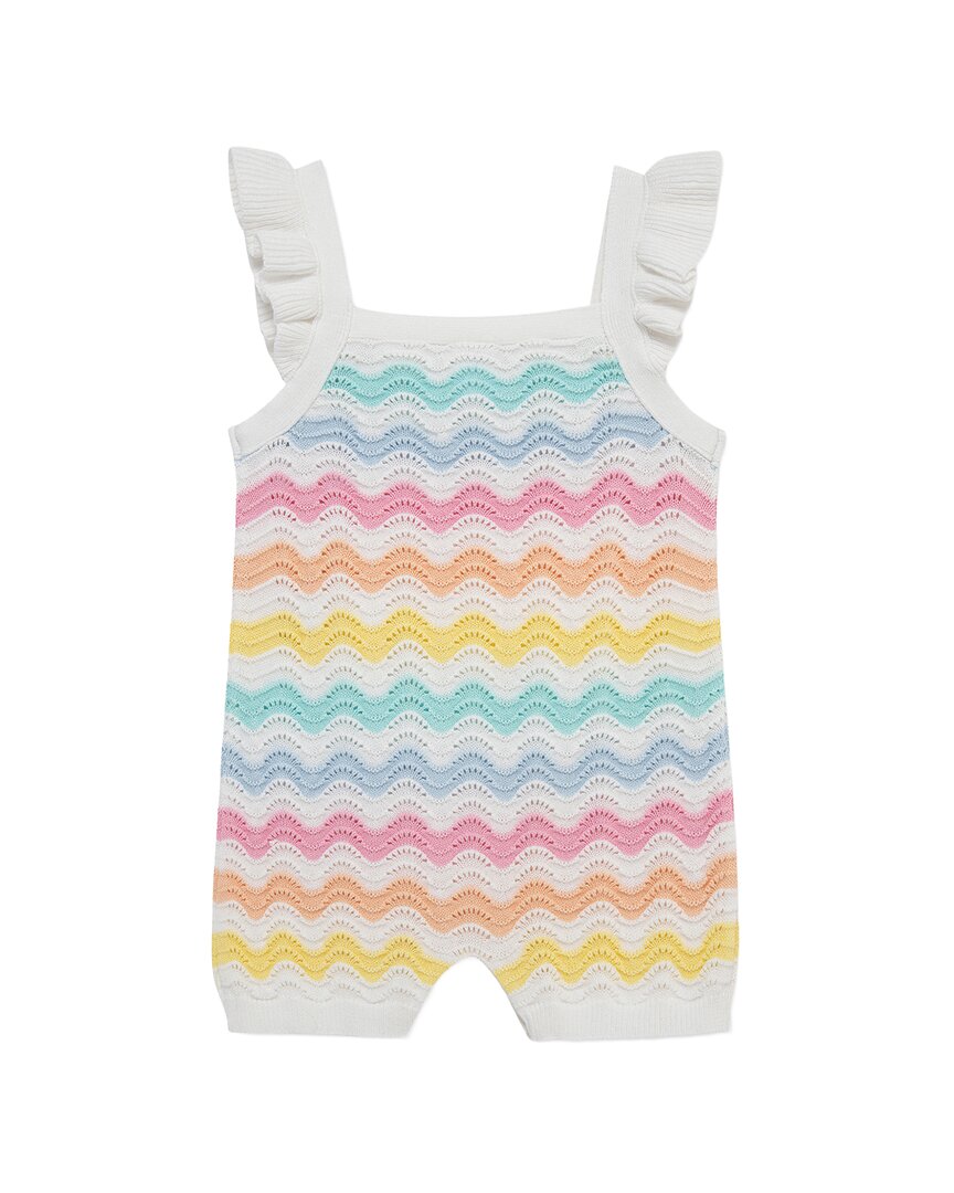 Little Me Wavy Pointelle Knit Romper In White