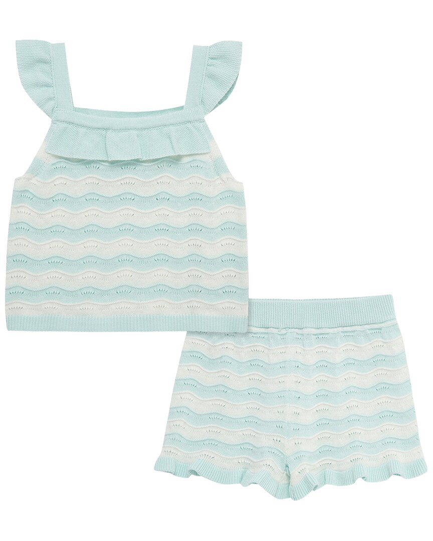 Little Me Aqua Pointelle Knit Set