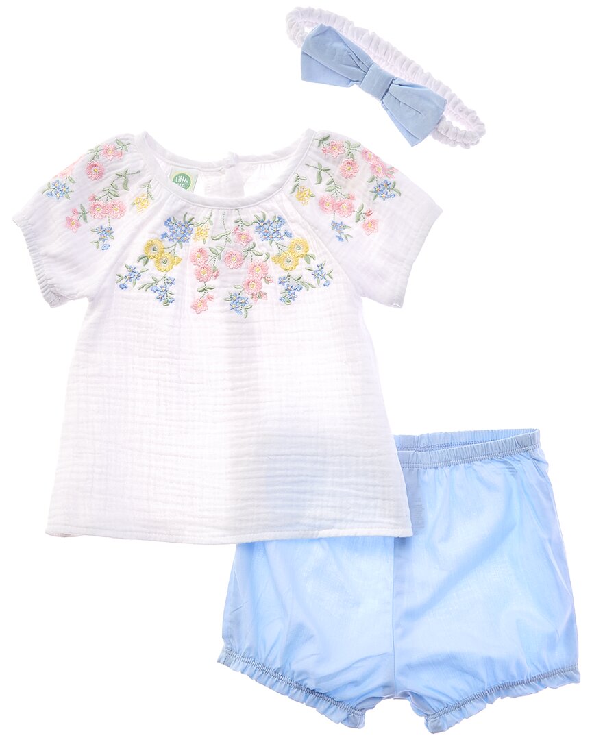 Little Me Floral Trail Sunsuit Headband In White