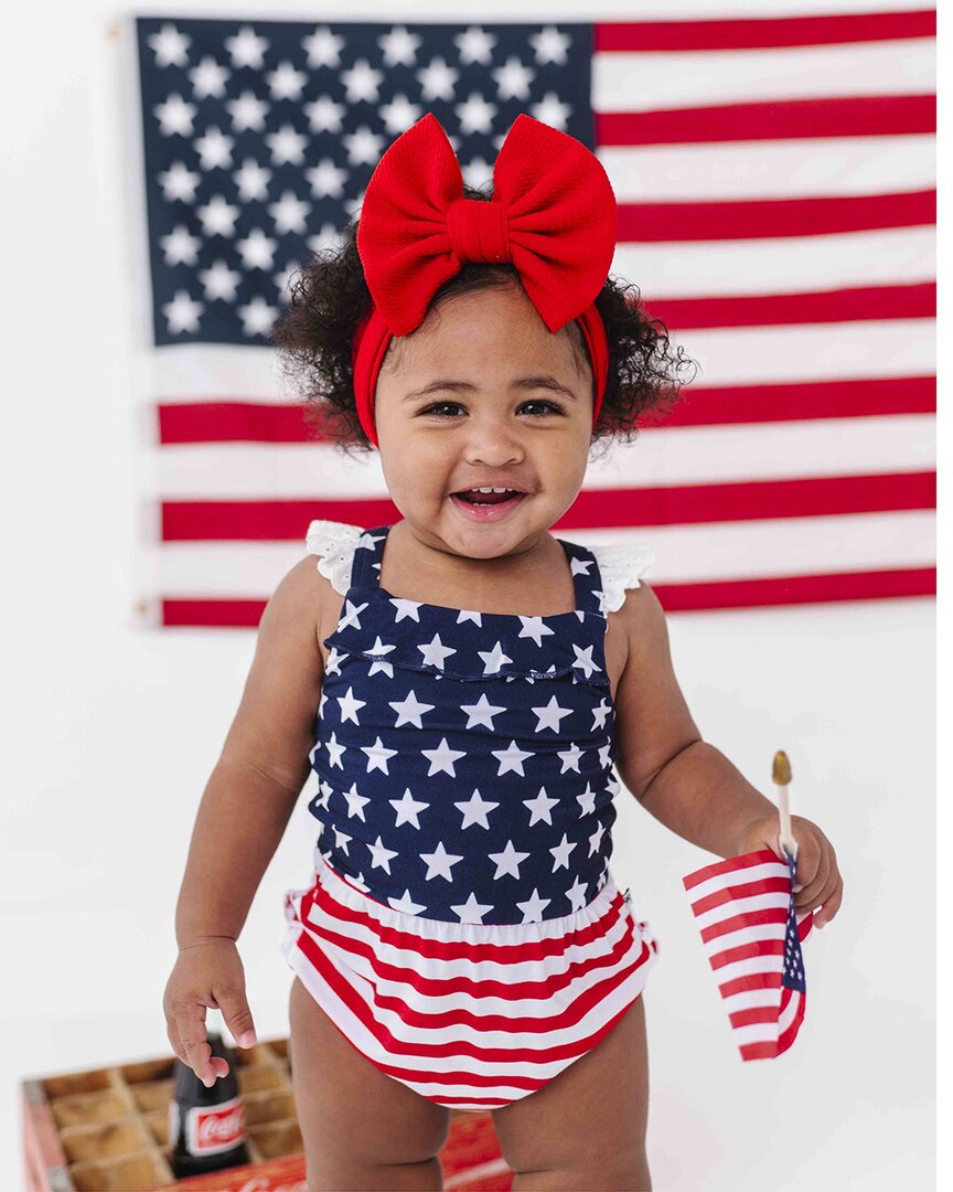 Bums & Roses Stars & Stripes Bubble Romper In Blue