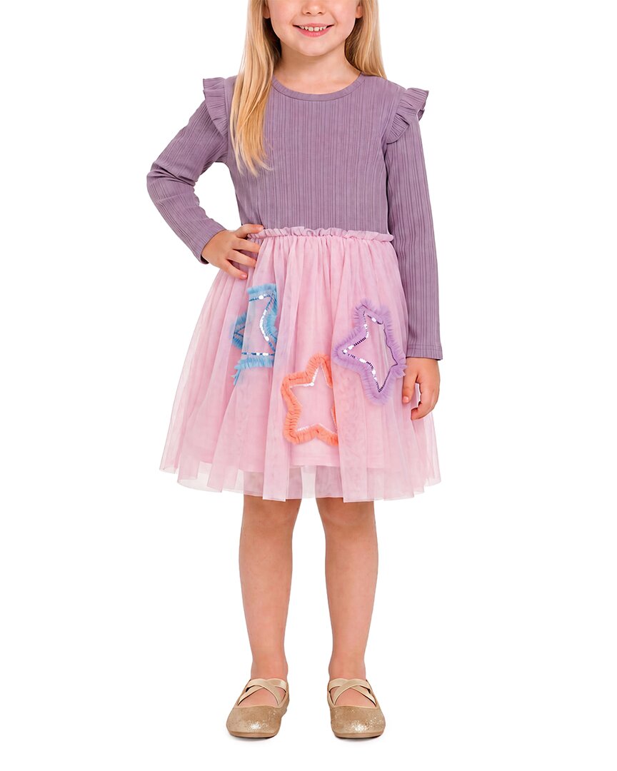 Andy & Evan Kids'  Rib Ruffle Shoulder T-shirt Set In Purple