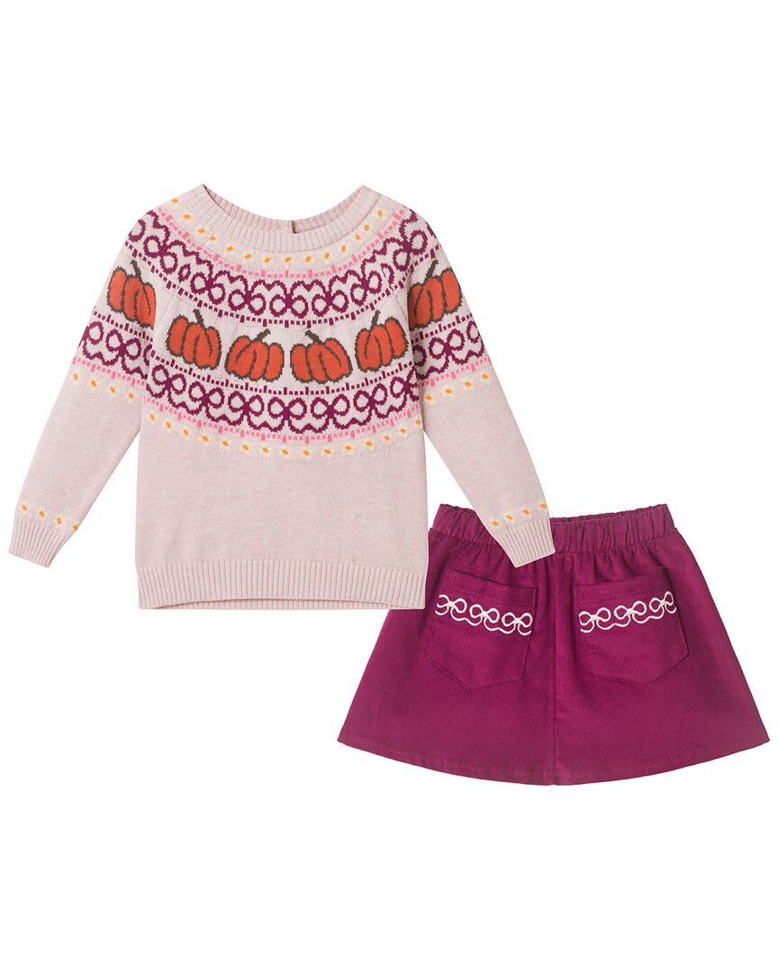 Andy & Evan Pumpkin Fairisle Sweater Set In Multi