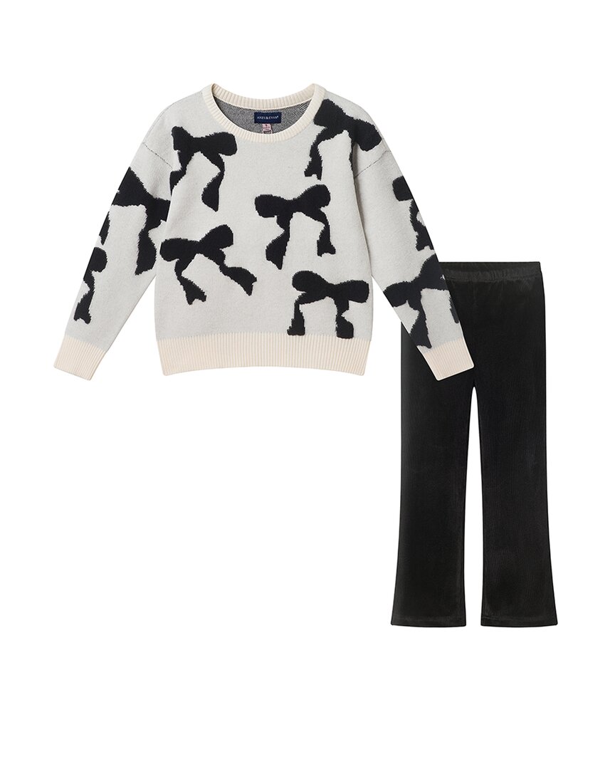 Andy & Evan Bow Sweater & Flare Legging Set In Multi