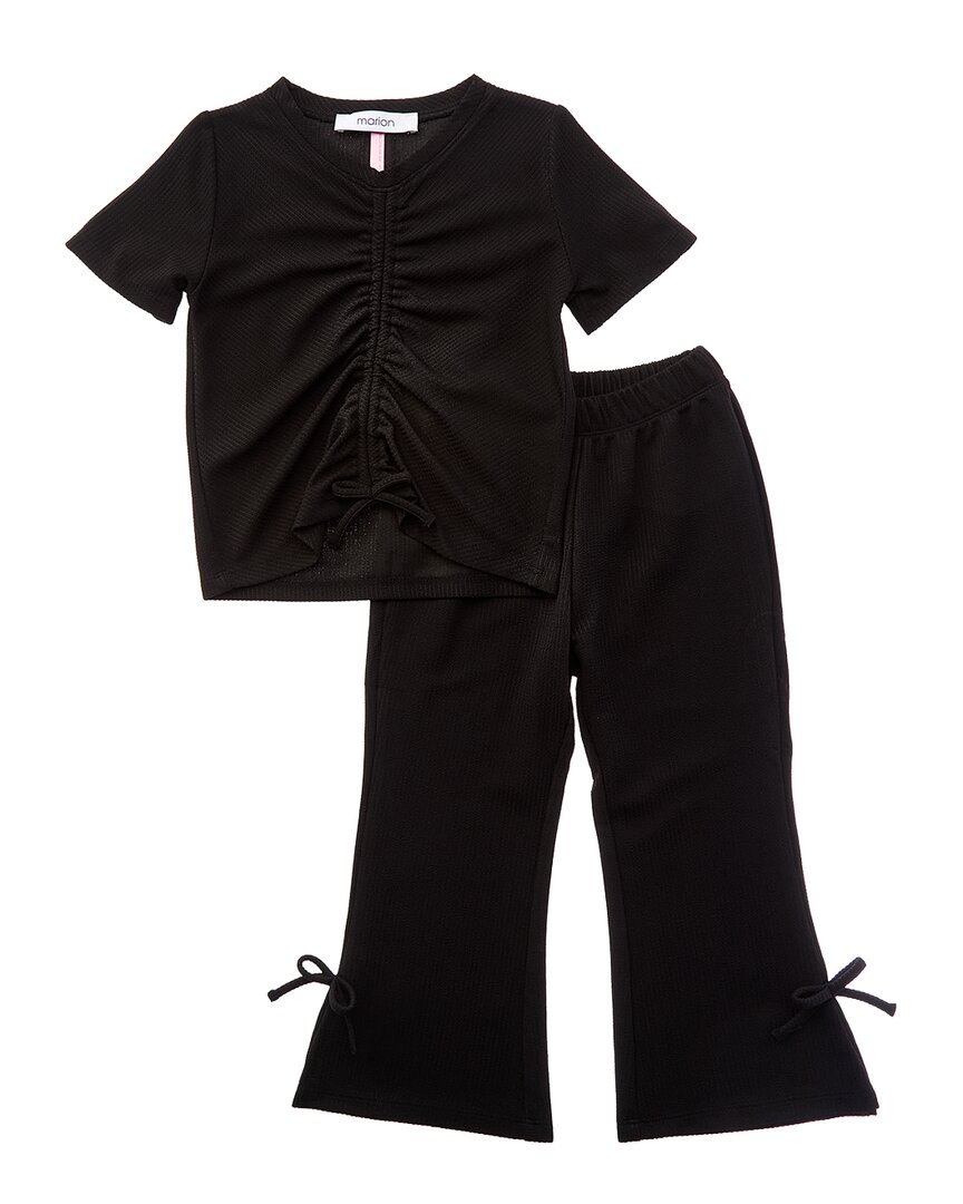Marion 2pc Ruched Top & Pant Set In Black