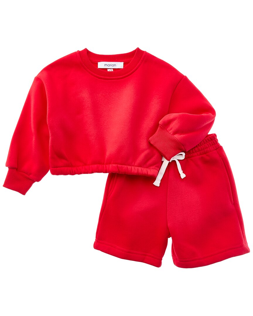 Marion 2pc Top & Short Jog Set In Red