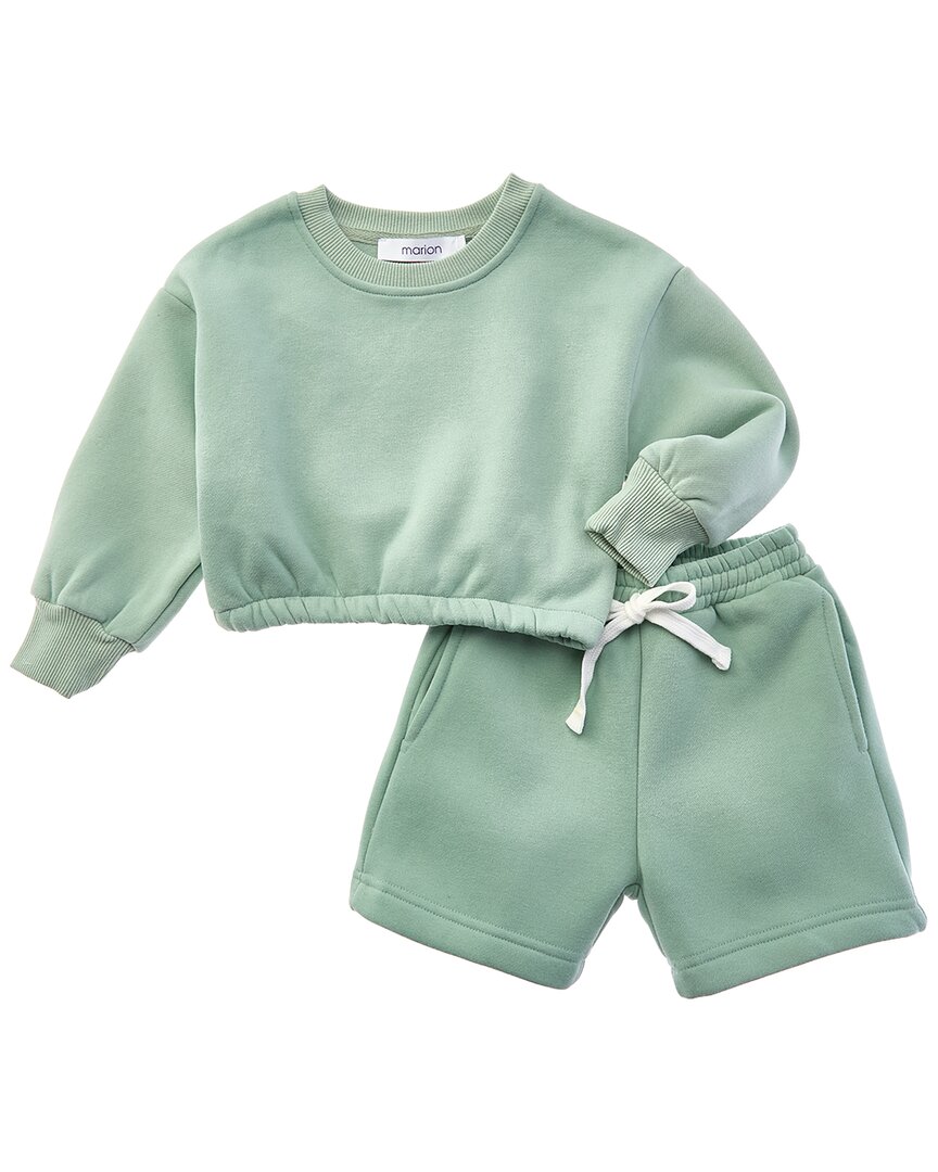Marion 2pc Top & Short Jog Set In Green