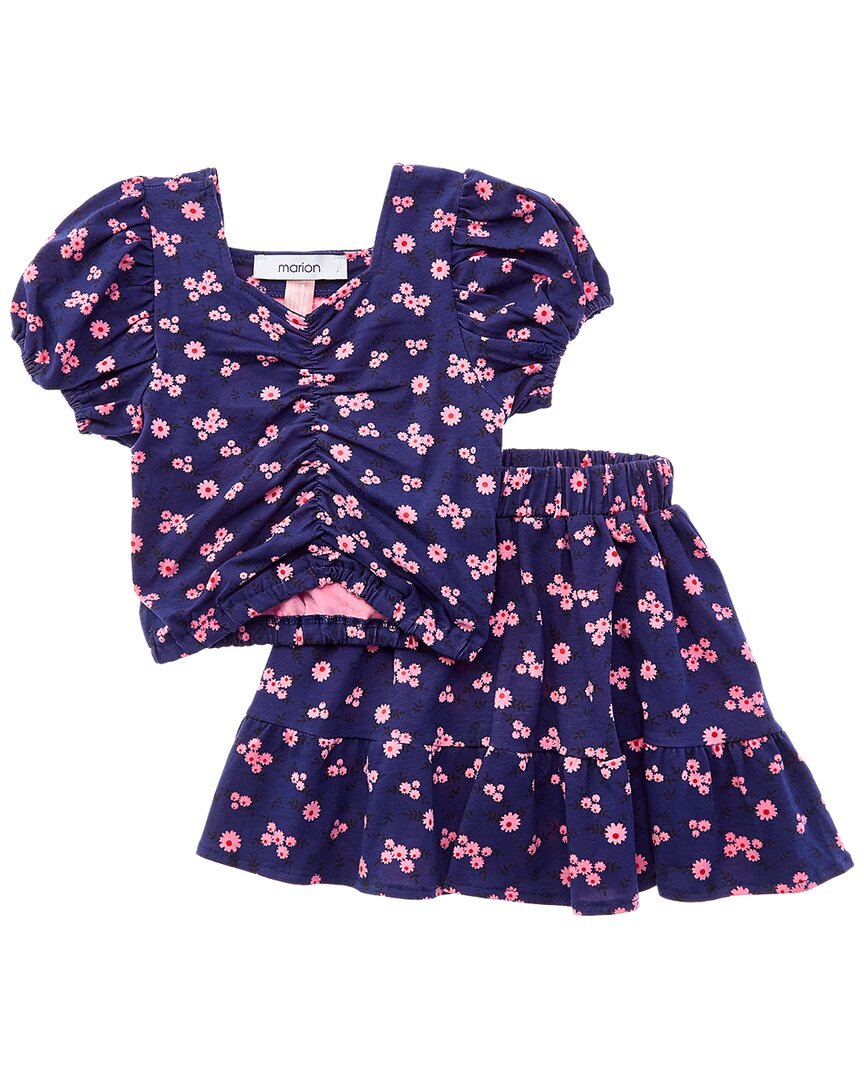 Marion 2pc Floral Top & Skirt Set In Purple