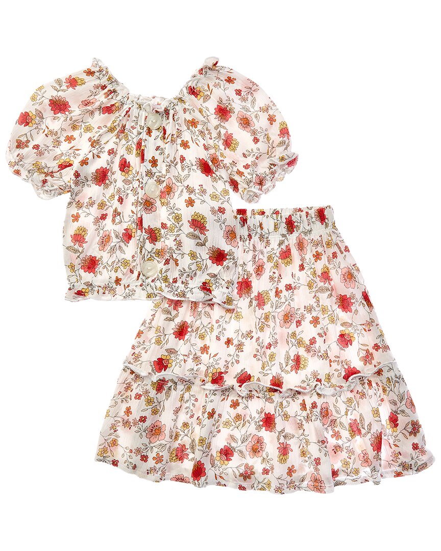 Marion 2pc Stretch Top & Skirt Set In White