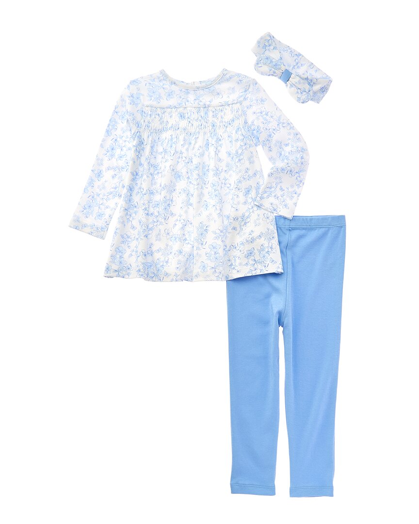 Little Me Smocked Tunic Set In Blue