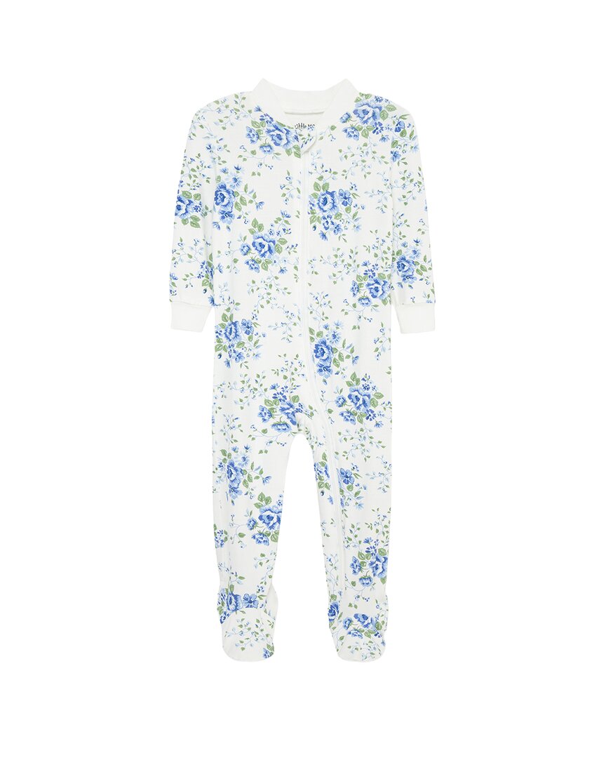 Little Me Toile Zip Front Footie In Blue