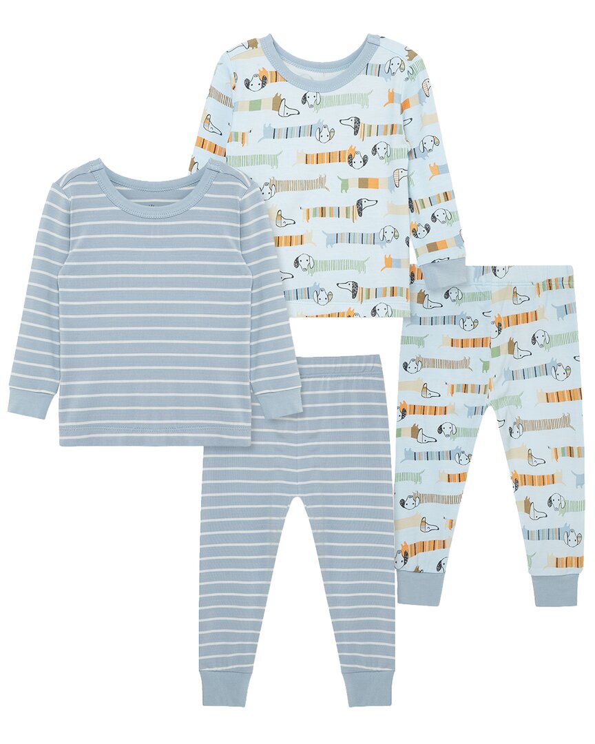 Little Me 4pc Puppy Bamboo Pajama Set In Blue