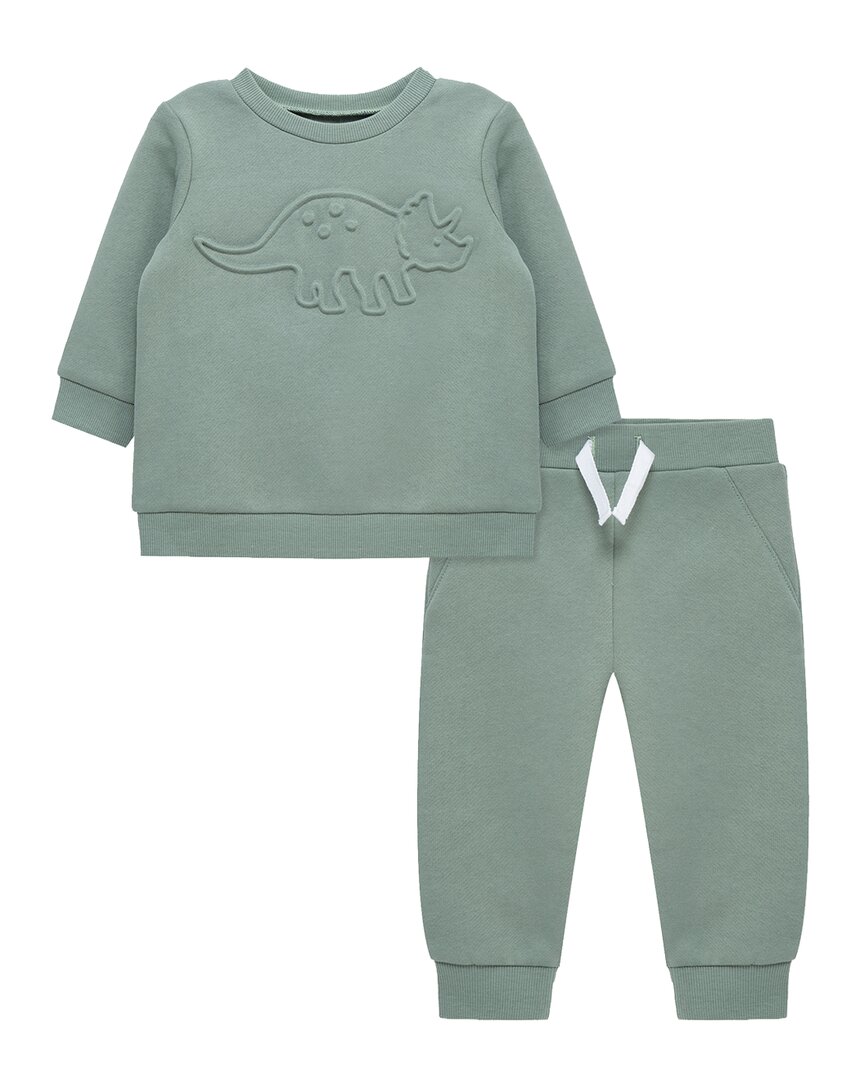 Little Me Dino Sweatshirt Set In Green
