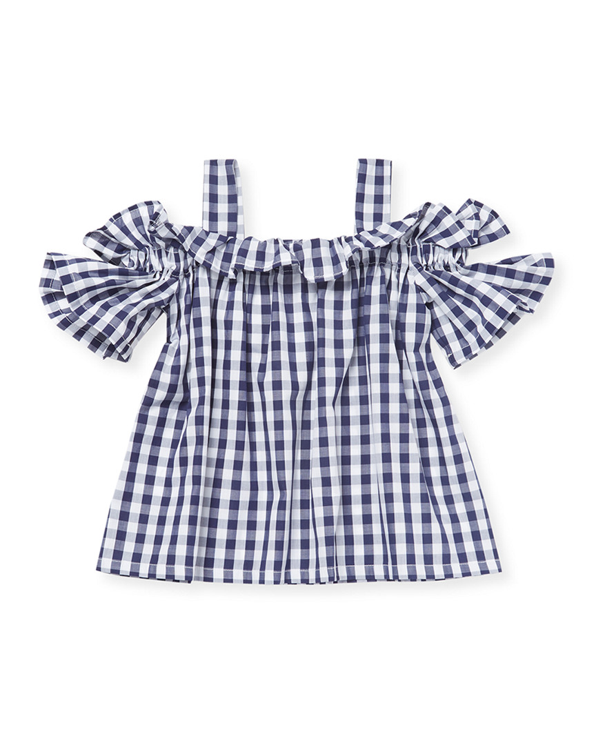 Image of Il Gufo Cold-Shoulder Plaid Top