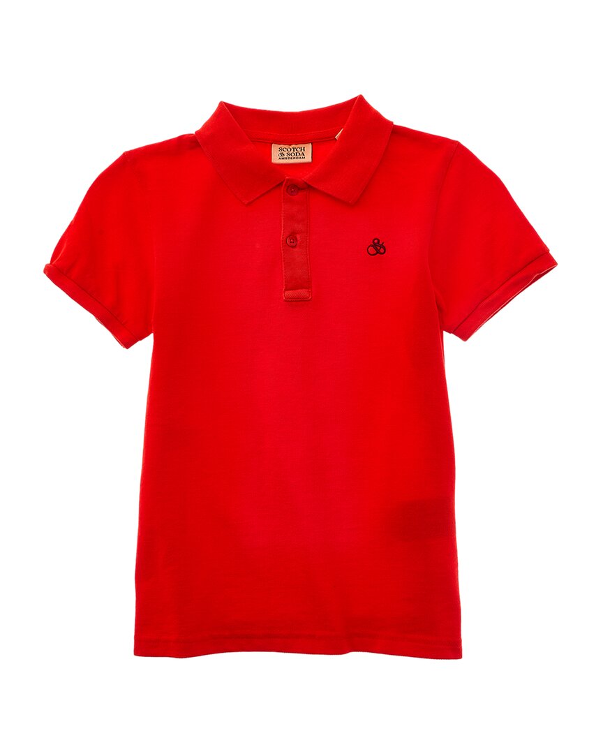 Scotch & Soda Garment-dyed Pique Polo Shirt In Pink