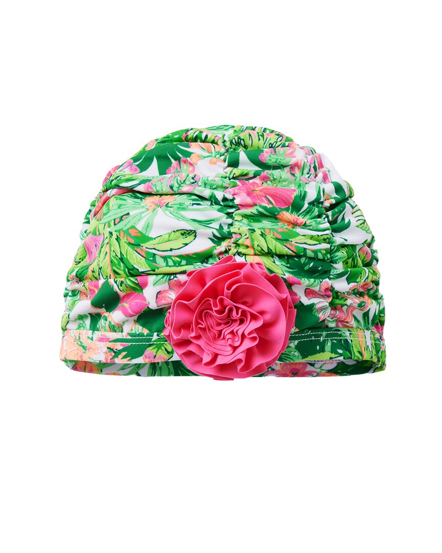 Janie And Jack Floral Swim Hat In Green