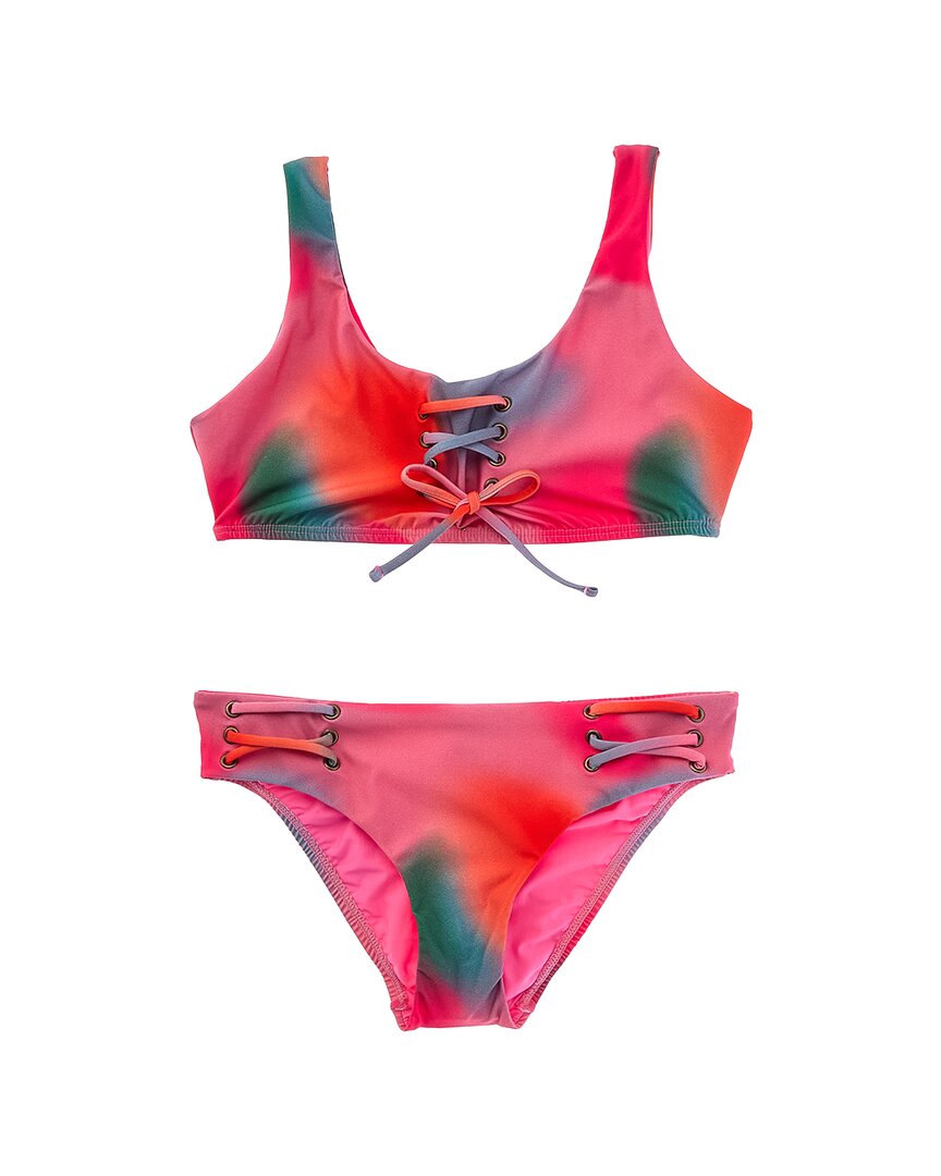 Pq Swim Lace-up 2pc Bikini Set In Pink