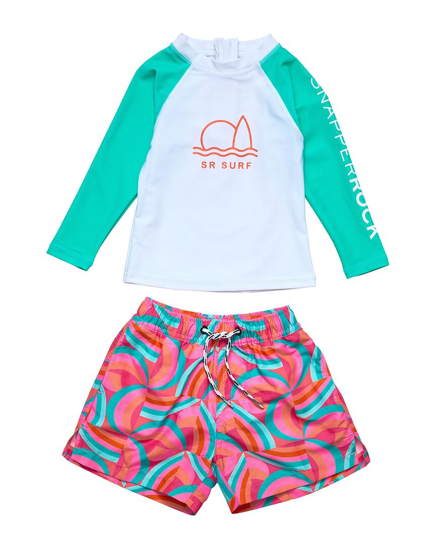 Snapper Rock Geo Melon Sustainable Baby Swim Set In Multi