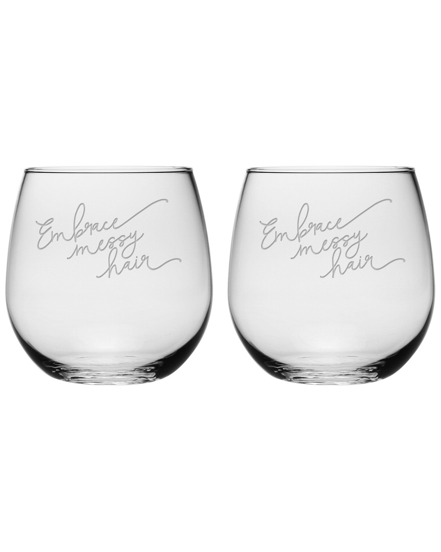 Susquehanna Set Of Two 16.75oz Embrace Messy Hair Stemless Glasses