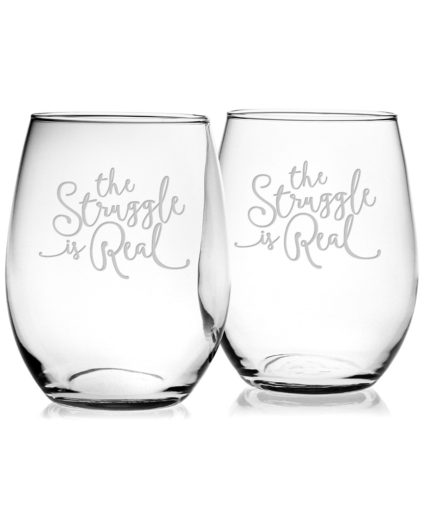 Susquehanna Glass Set Of Two 21oz The Struggle Stemless Glasses